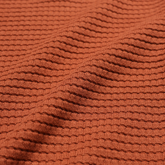 Renard Waffle Knitted L/S Polo - Burnt Orange