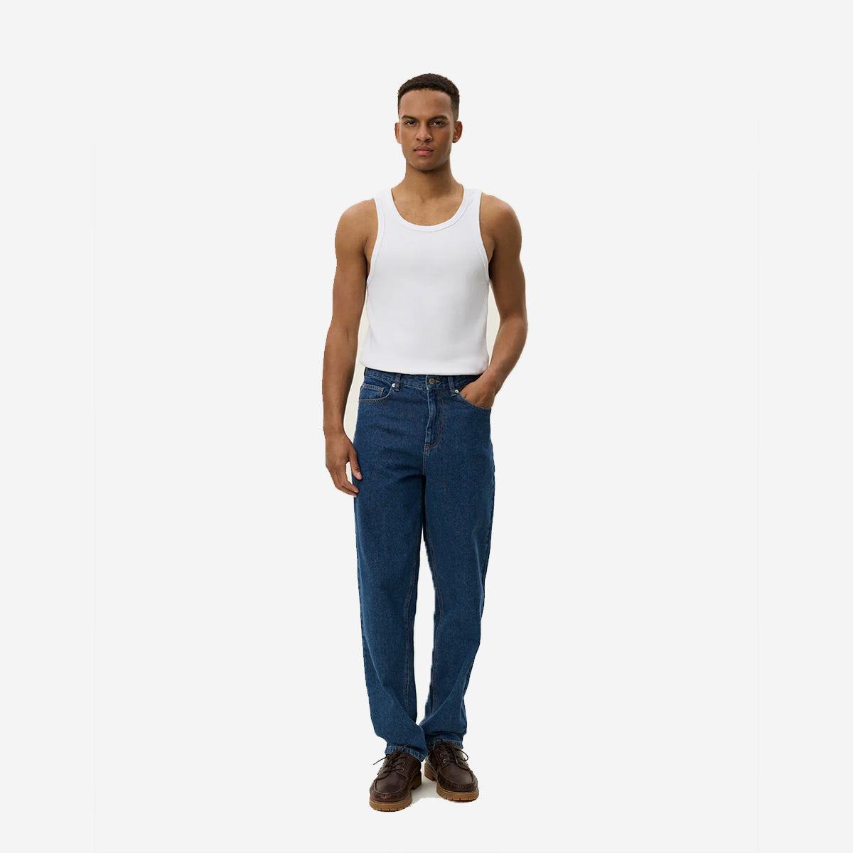 Ricky Straight Washed Denim Jeans - Medium Indigo