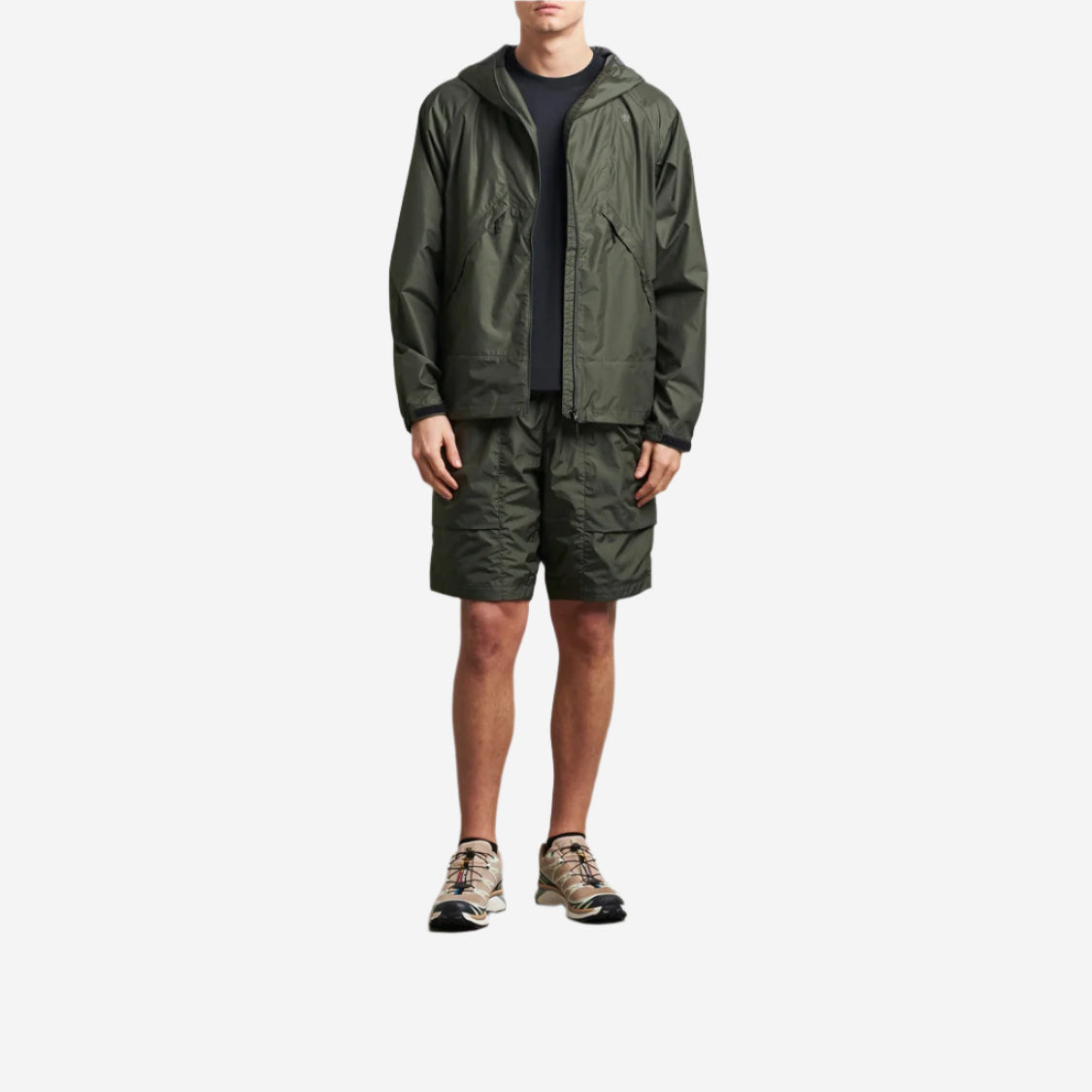 Rip-Stop Light Hooded Jacket - Dark Olive