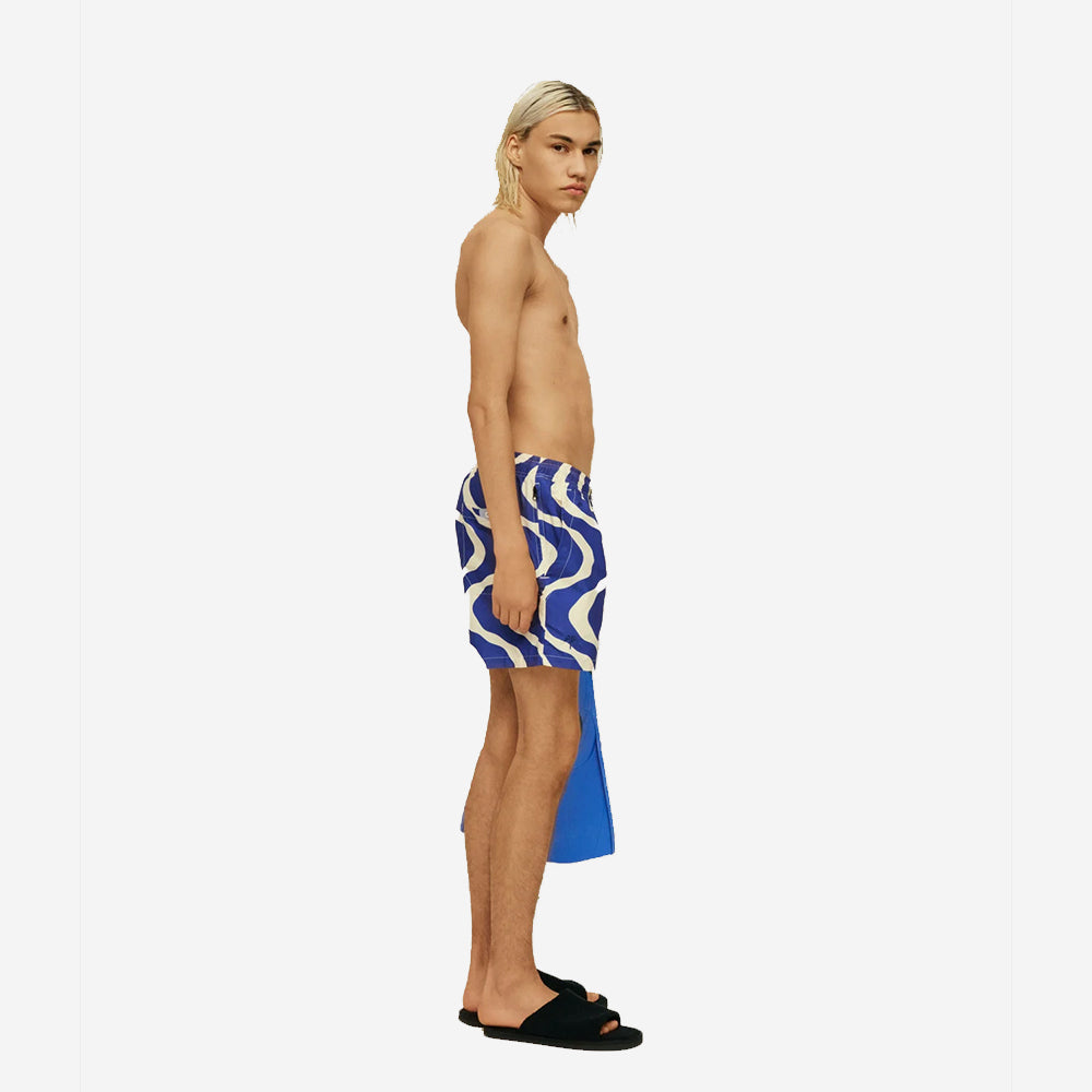 Rippling Mid-Length Swim Shorts - Blue