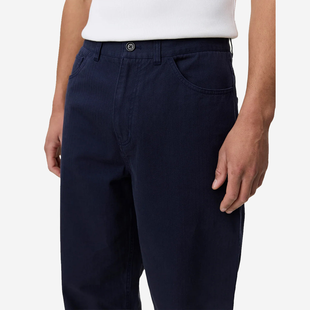 Roi Loose Carpenter Herringbone Pants - Dark Navy Blue