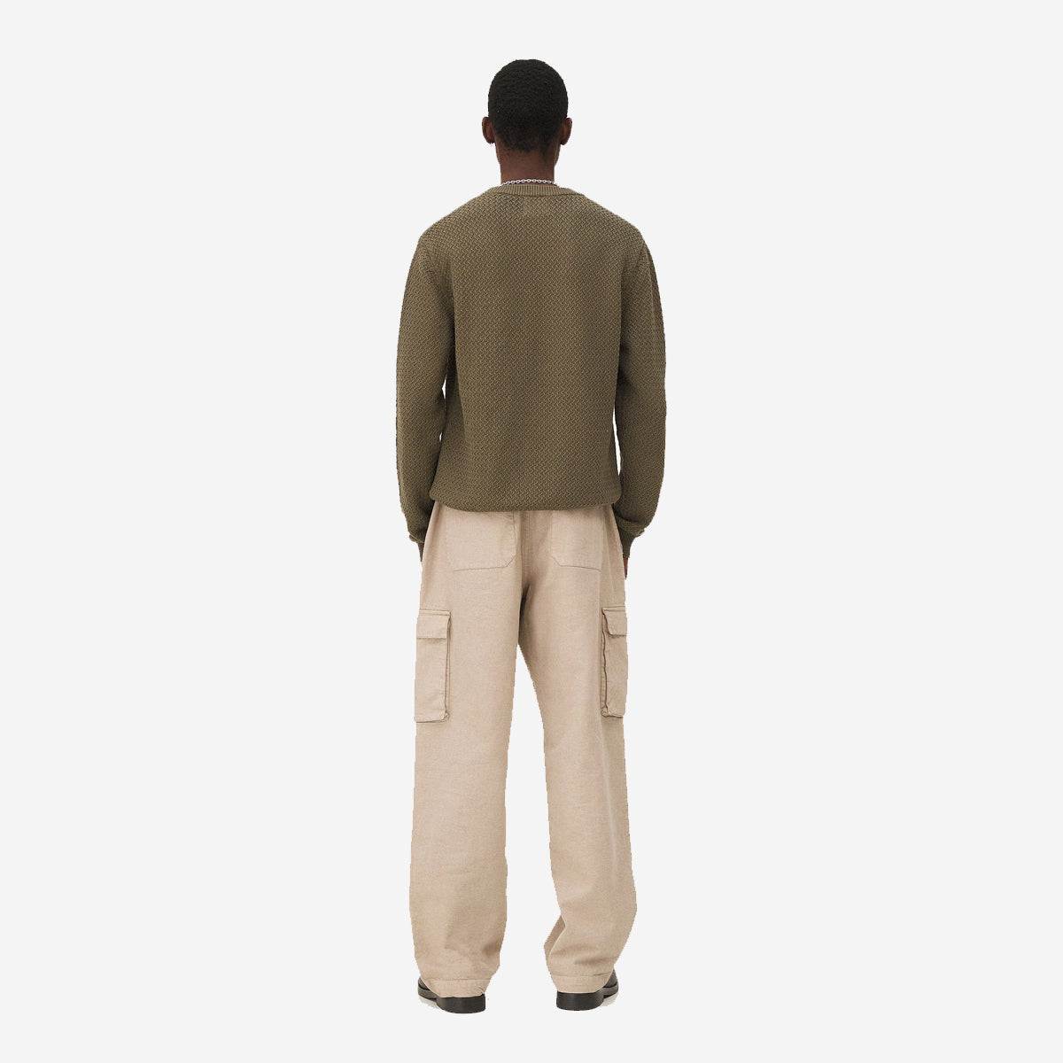 Roma Geo Knit Sweater - Khaki Olive