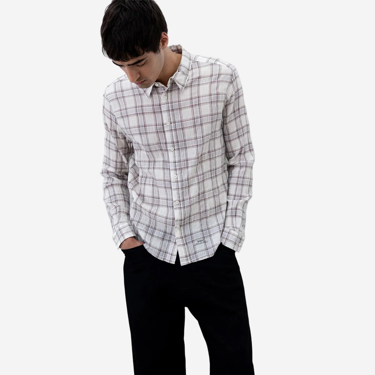 Seersucker Plaid Shirt - Brown/Blue