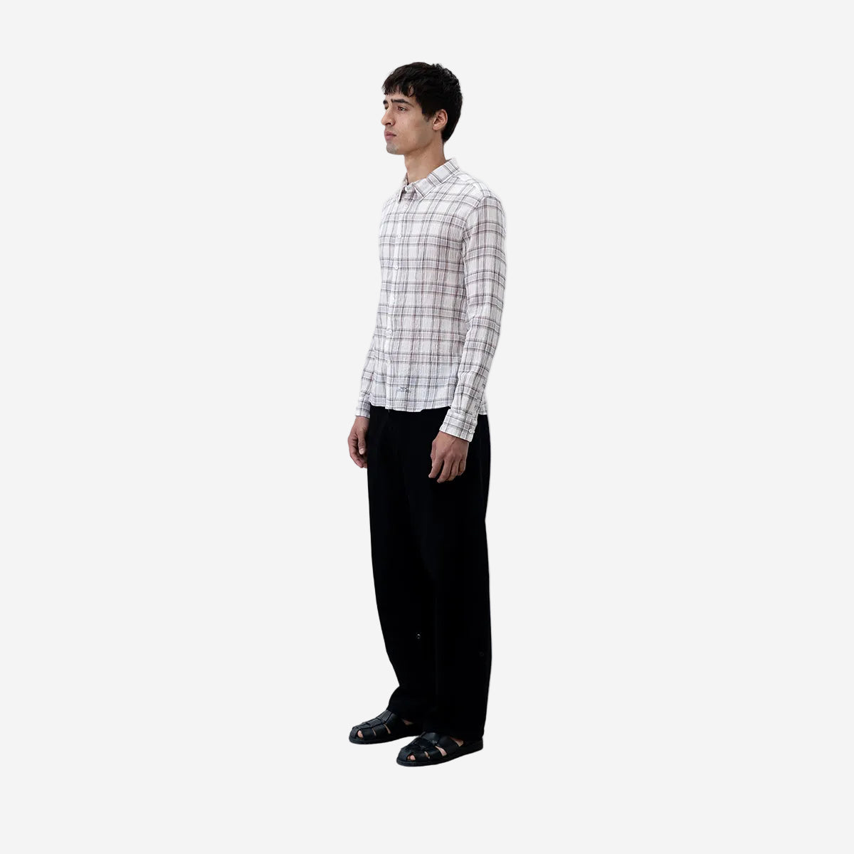 Seersucker Plaid Shirt - Brown/Blue