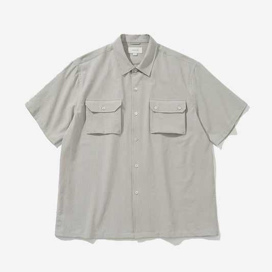 Shirring Pocket S/S Shirt - Light Grey