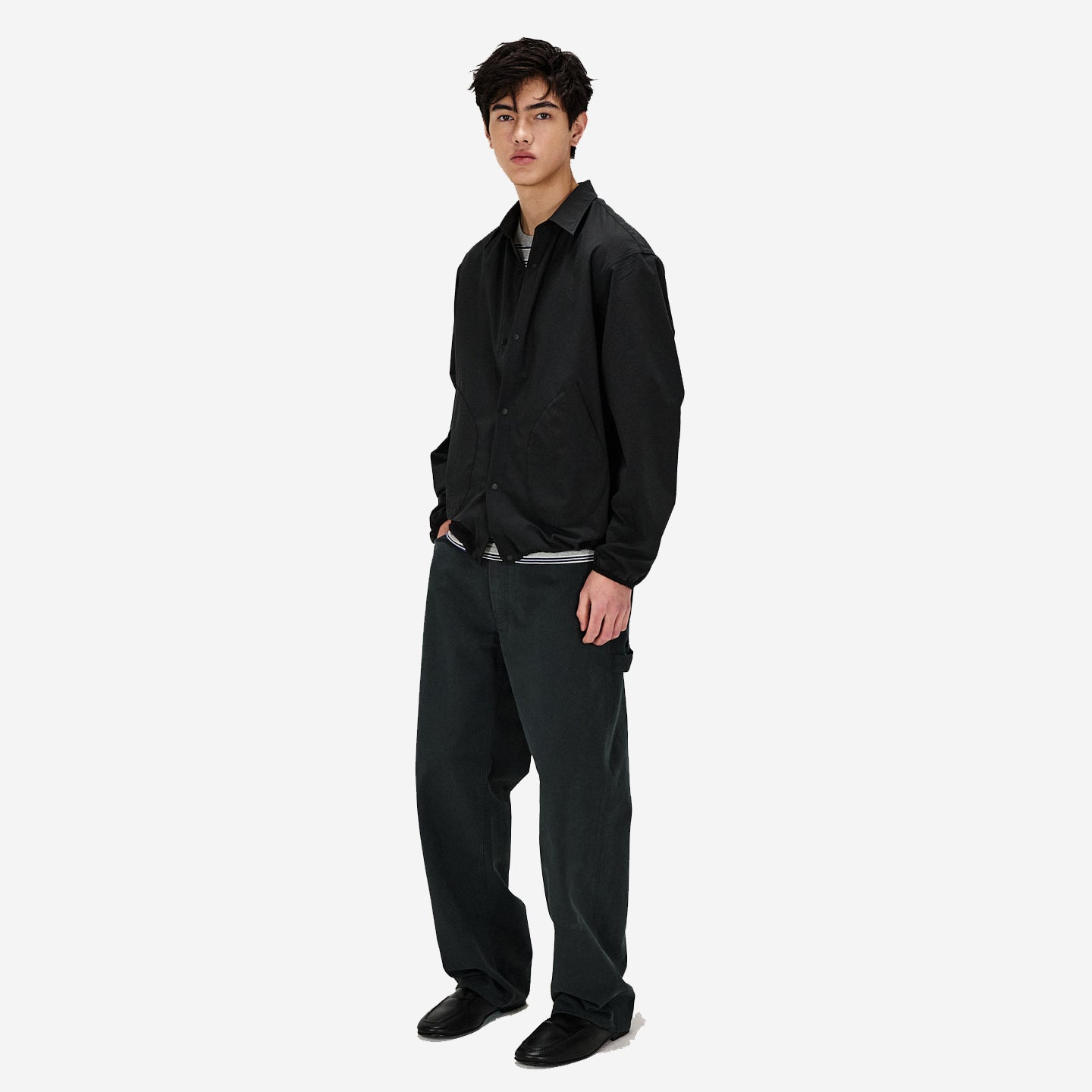 SOLOTEX Seersucker Pocket Shirt - Black