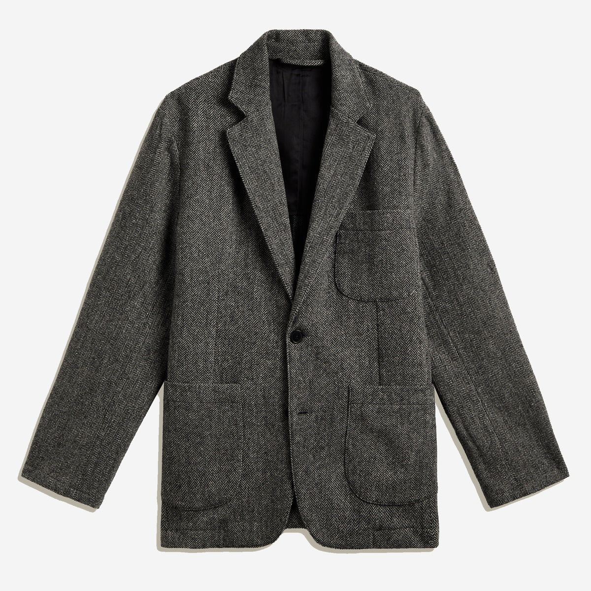 Sport Herringbone Wool Blazer Jacket - Charcoal