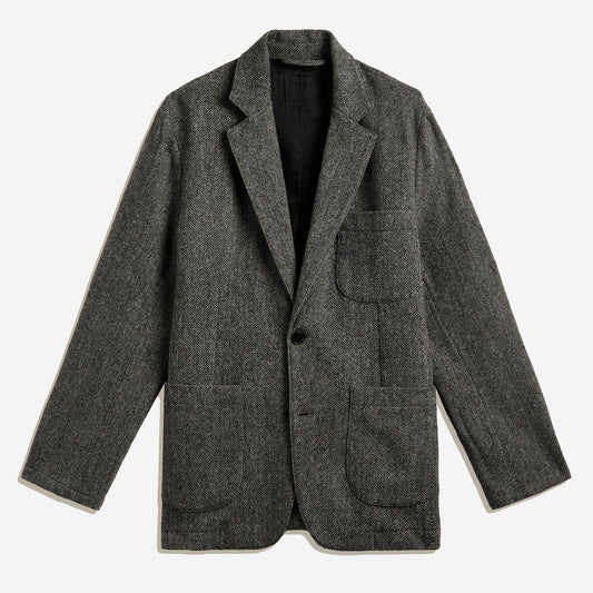 Sport Herringbone Wool Blazer Jacket - Charcoal