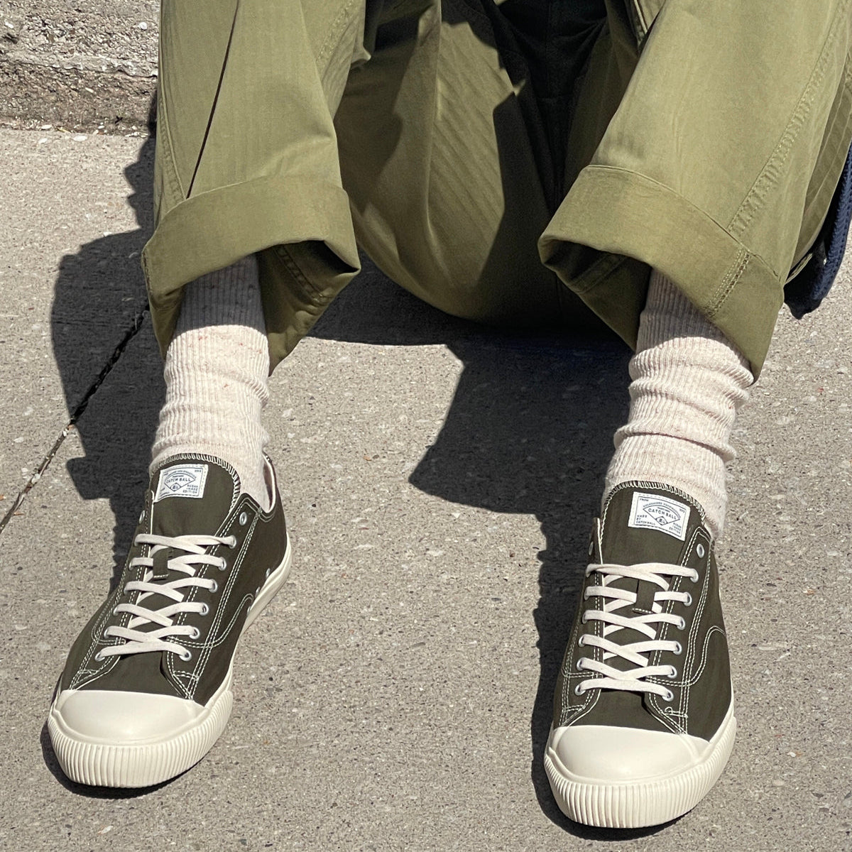 10 YEAR - M-01 Herringbone Military Low Sneakers - Dark Olive