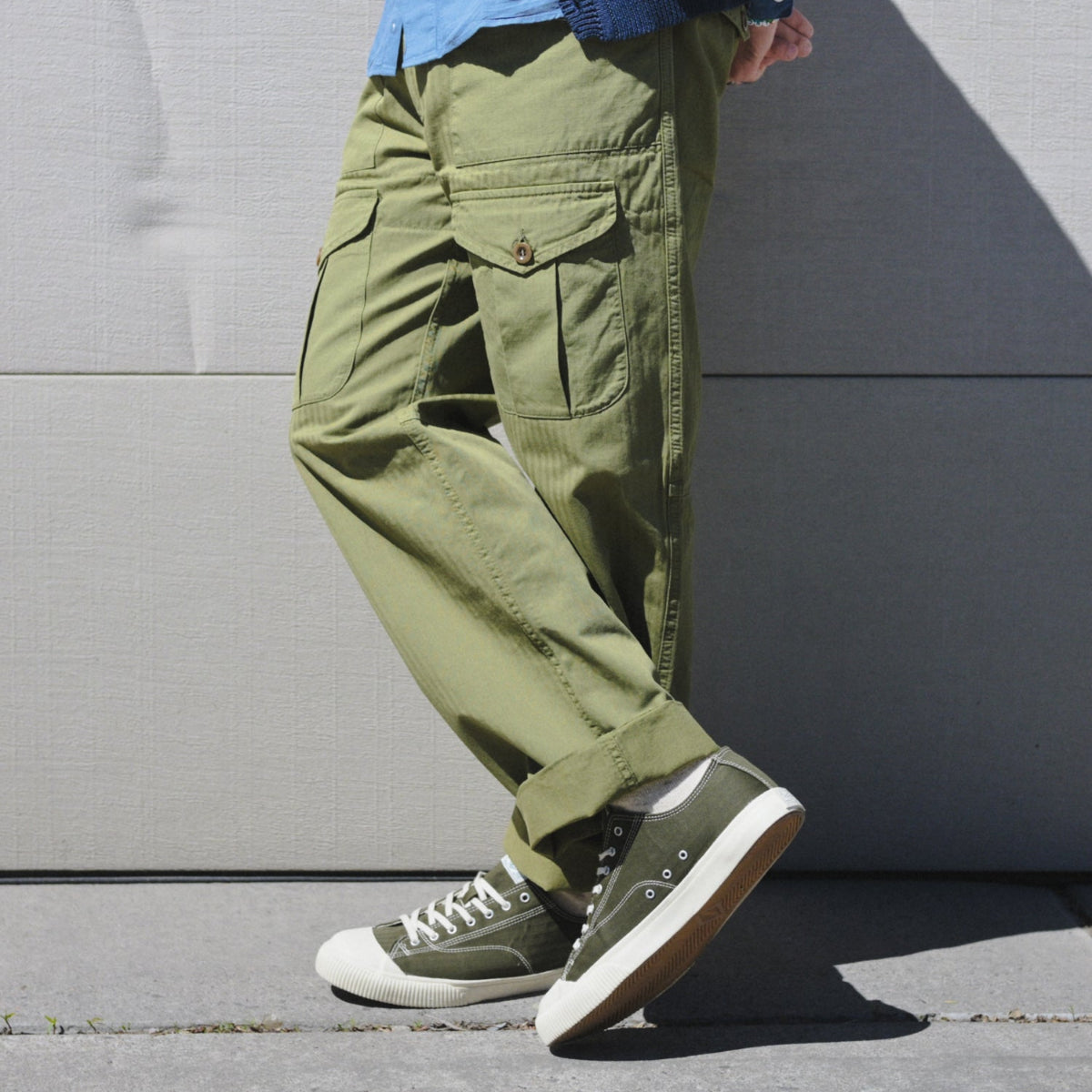 10 YEAR - Douglas Herringbone/Ripstop Flight Cargo Pants - Olive