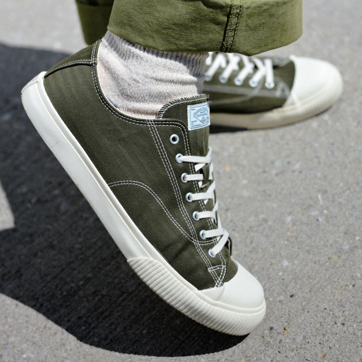 10 YEAR - M-01 Herringbone Military Low Sneakers - Dark Olive