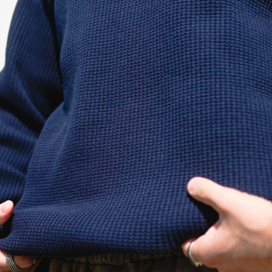 10 YEAR - Waffle Knit Under Crew - Dark Navy