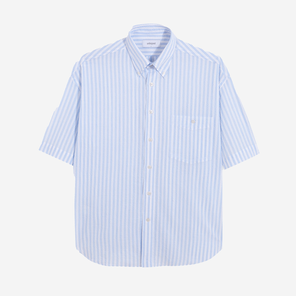 Baggy Seersucker S/S Shirt - Sky Stripes