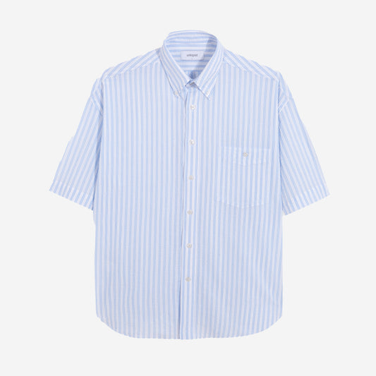 Baggy Seersucker S/S Shirt - Sky Stripes