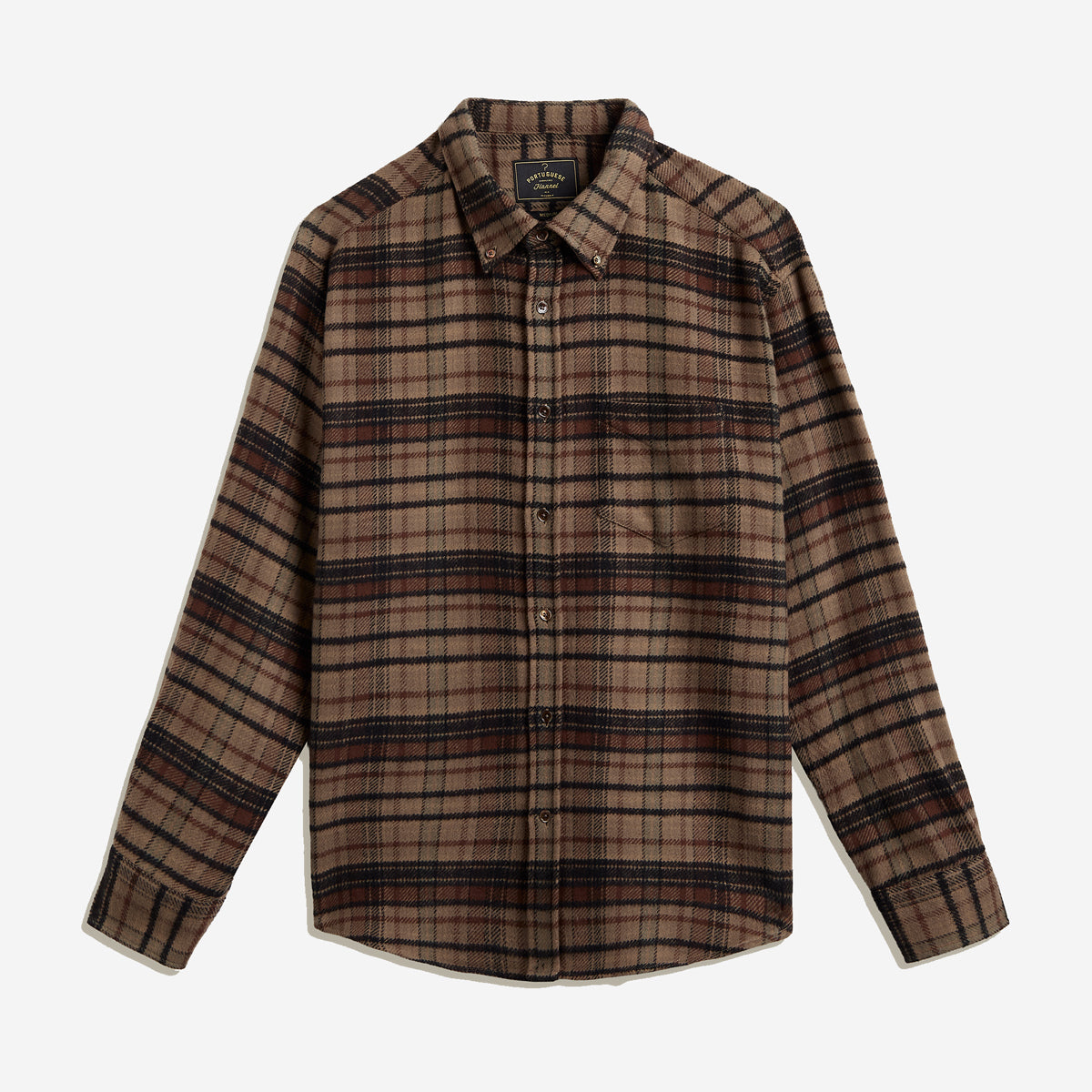 Stalia Oversized Plaid Flannel Shirt - Taupe Brown