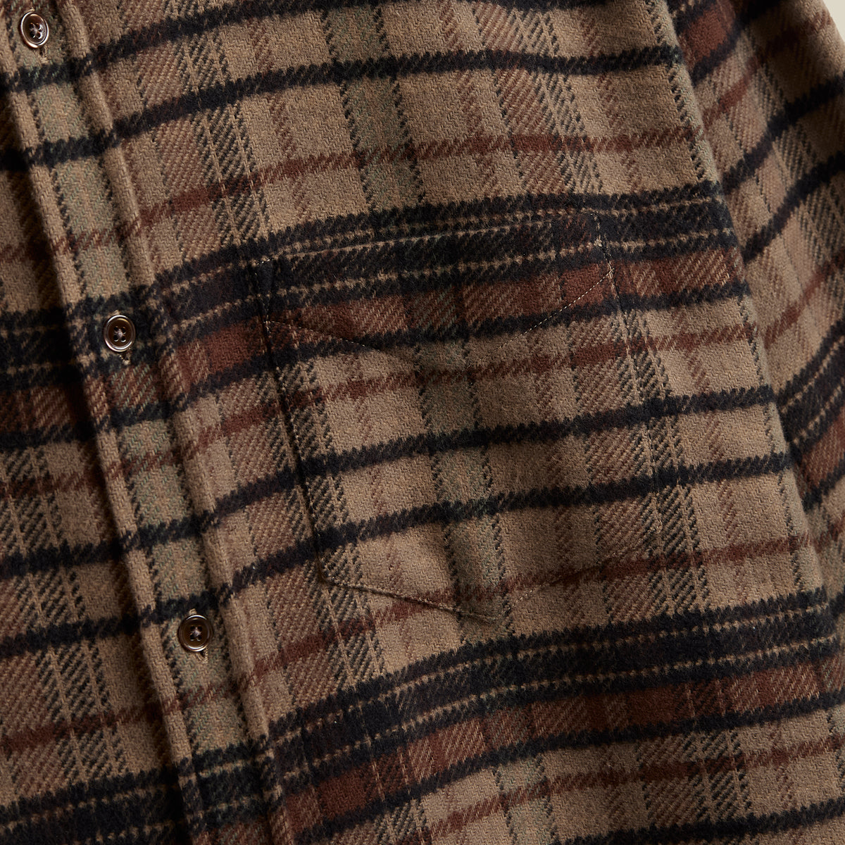 Stalia Oversized Plaid Flannel Shirt - Taupe Brown