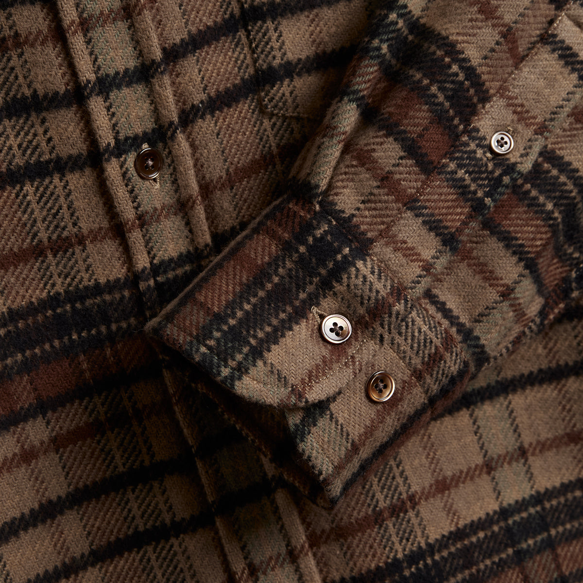 Stalia Oversized Plaid Flannel Shirt - Taupe Brown