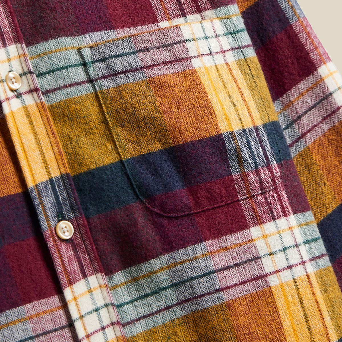 Stance Plaid Flannel Shirt - Yellow/Burgundy