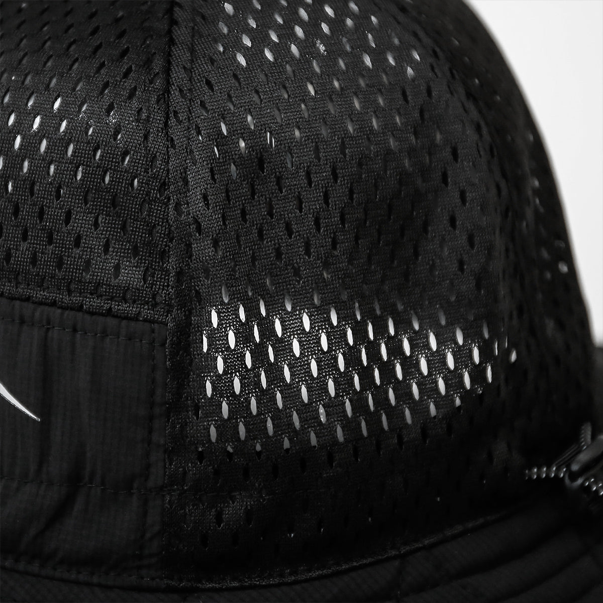 Stretch Nylon Mesh Bucket Hat - Black