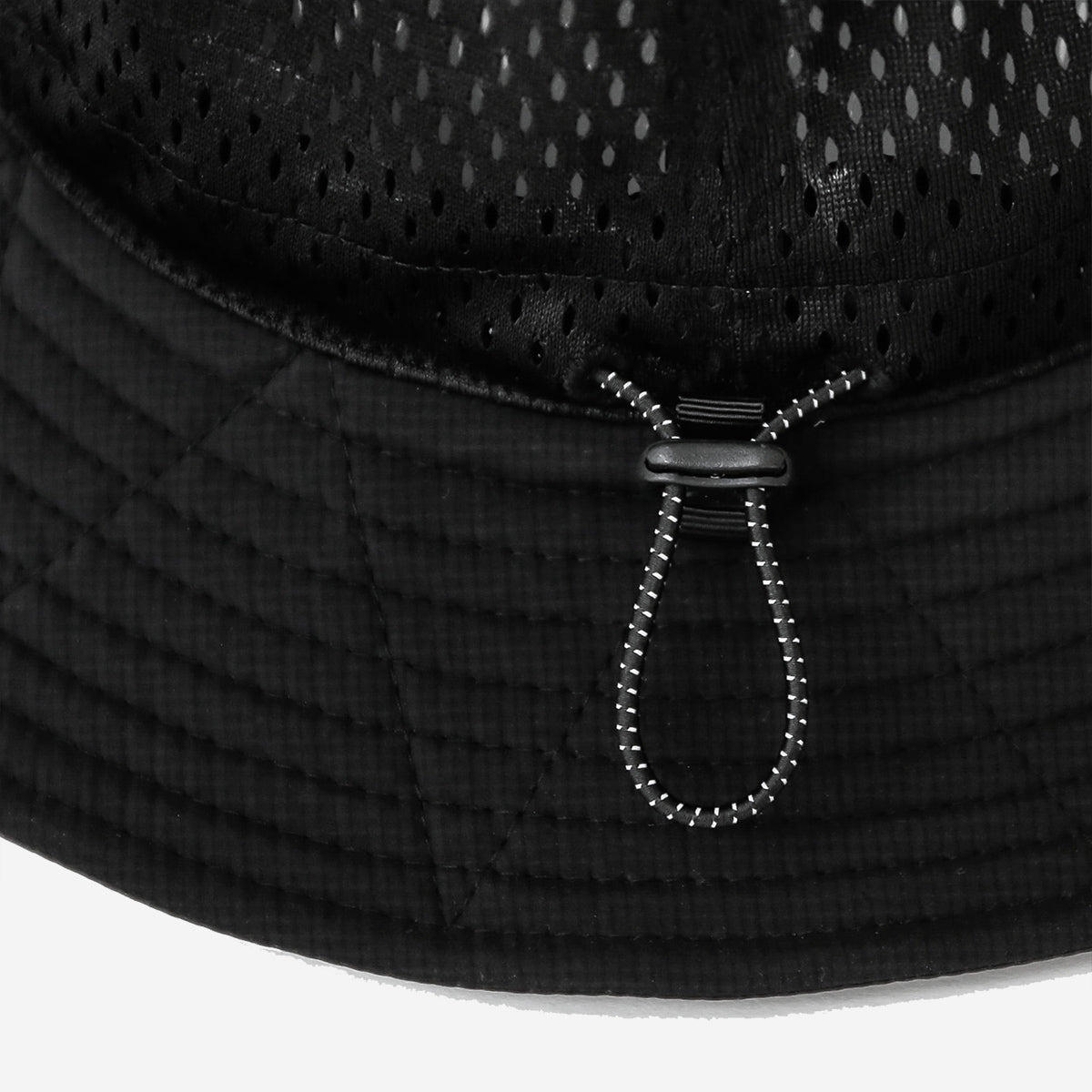 Stretch Nylon Mesh Bucket Hat - Black