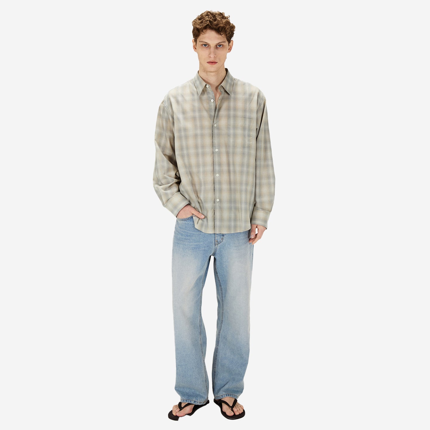 Super Light Navona Check Shirt - Beige Ombre