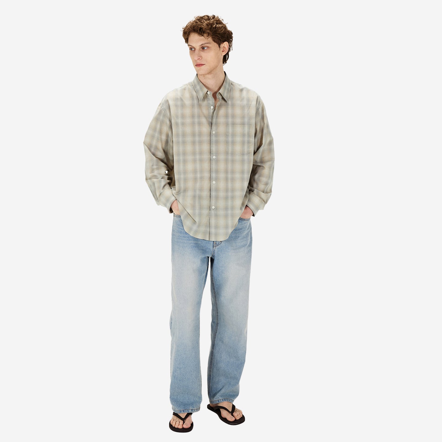 Super Light Navona Check Shirt - Beige Ombre