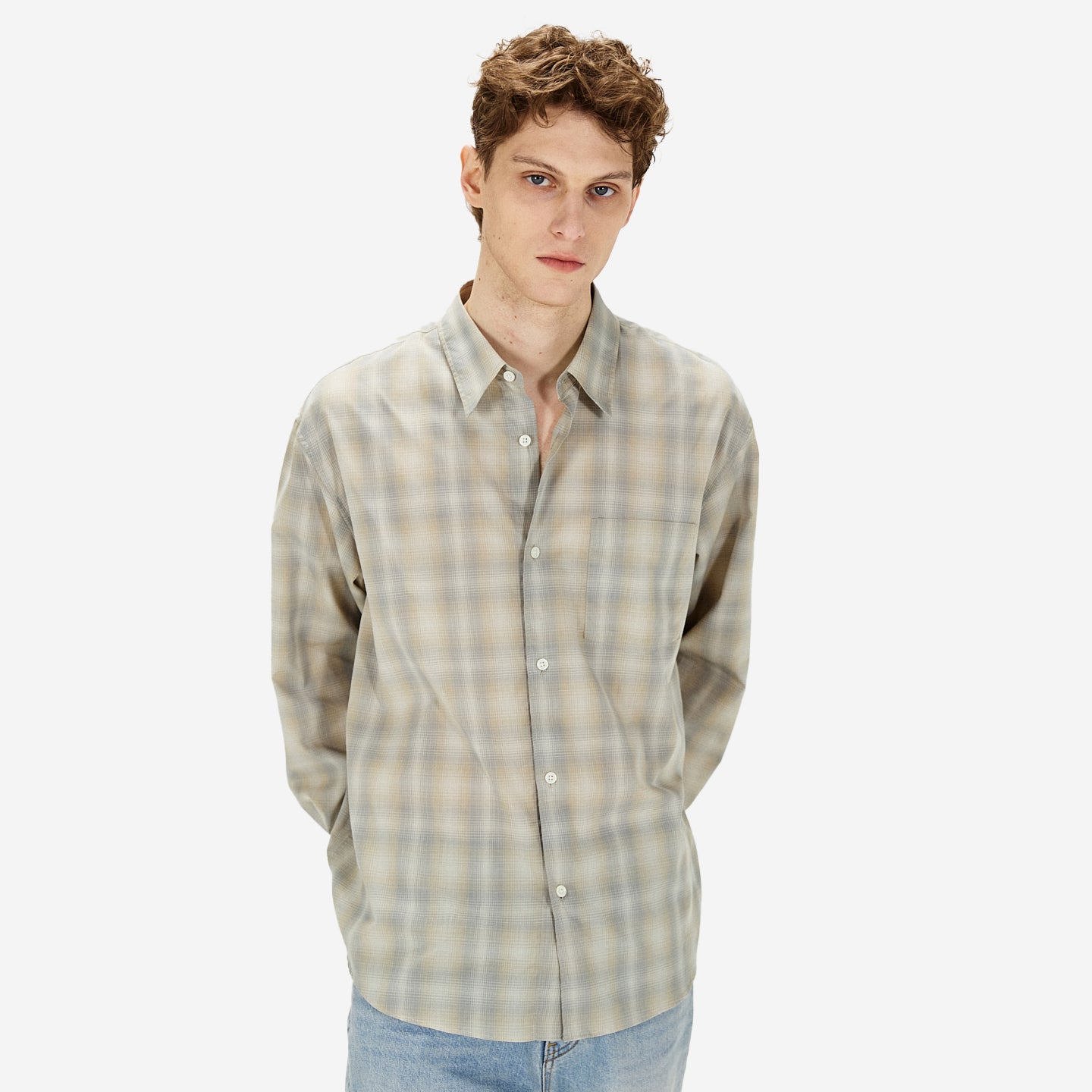 Super Light Navona Check Shirt - Beige Ombre