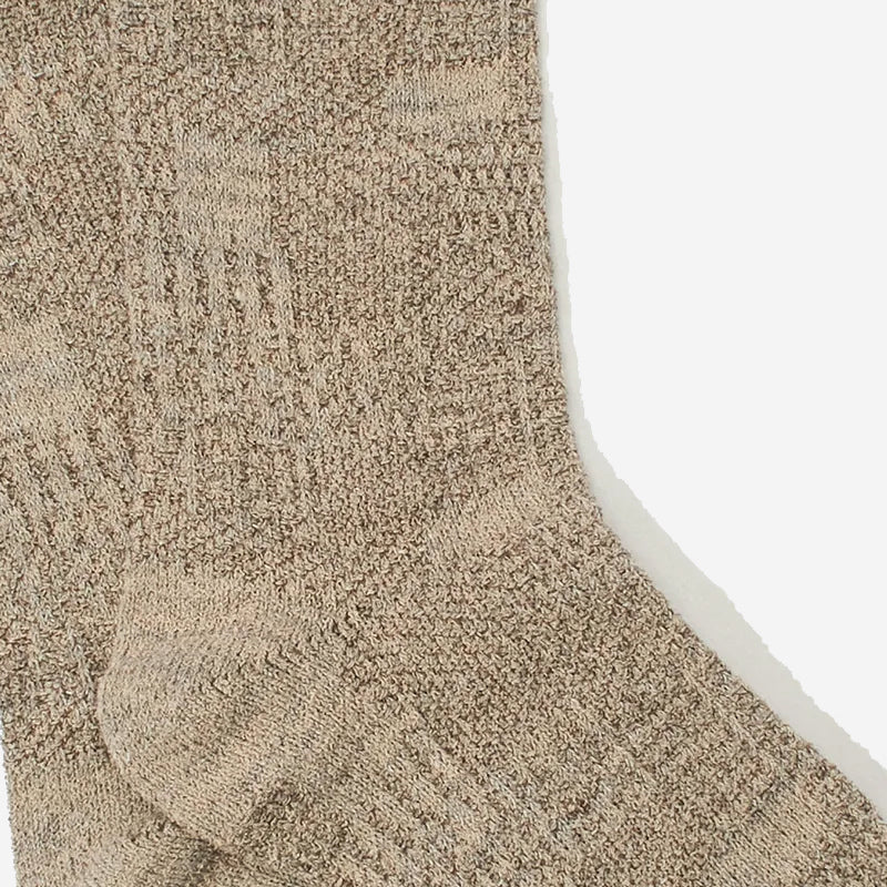 Sashiko Linen Crew Socks - Beige