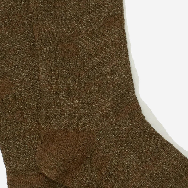 Sashiko Linen Crew Socks - Khaki