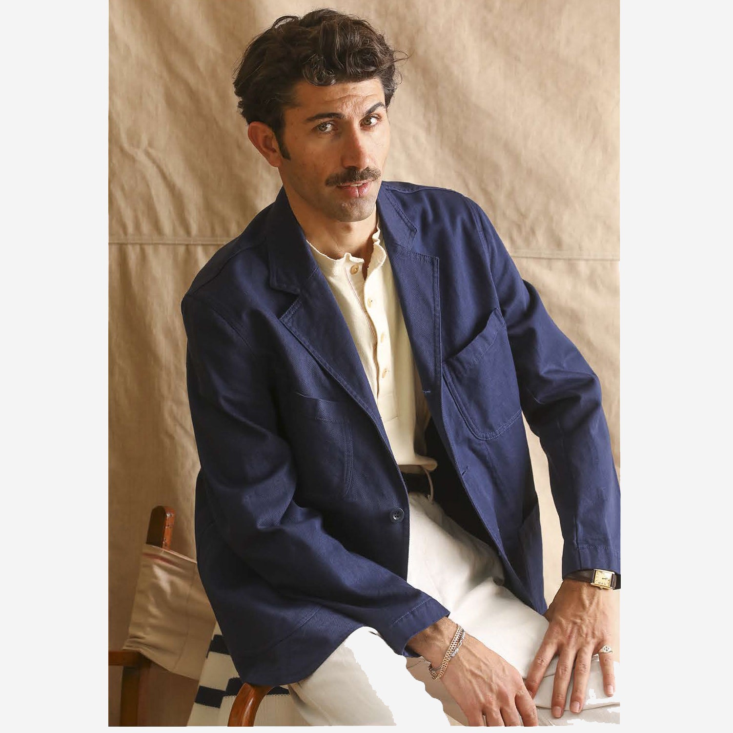 East Harbour Surplus - Sawyer Patch Pocket Gabardine Blazer - Navy