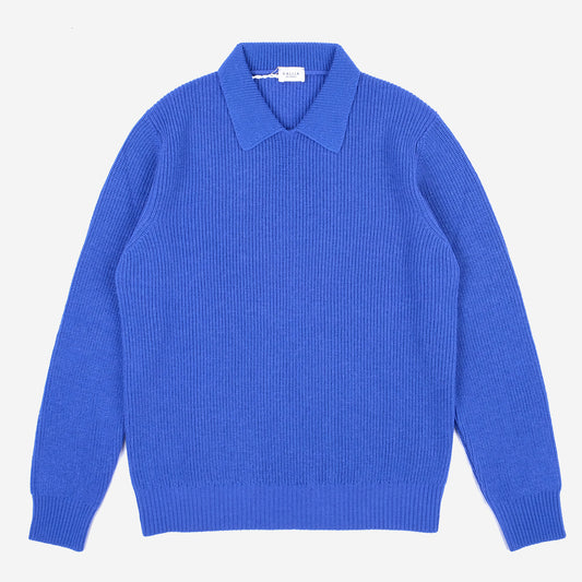 Seattle Merino Wool Corn Knit Polo - Blue