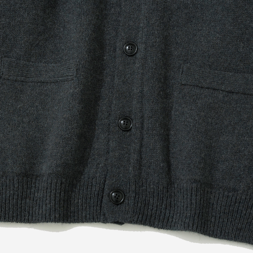 Shaggy Dog Wool Reverse Seam Cardigan - Charcoal