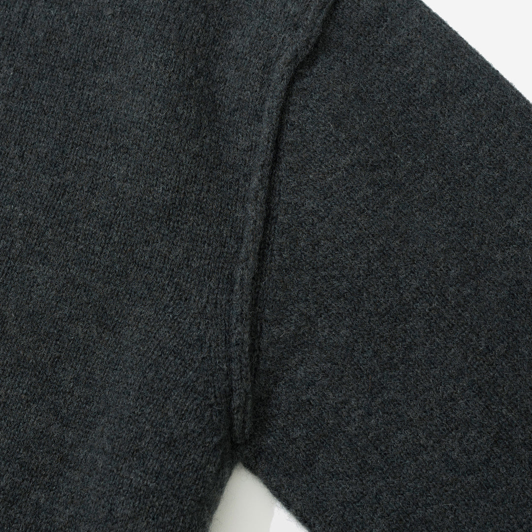 Shaggy Dog Wool Reverse Seam Cardigan - Charcoal