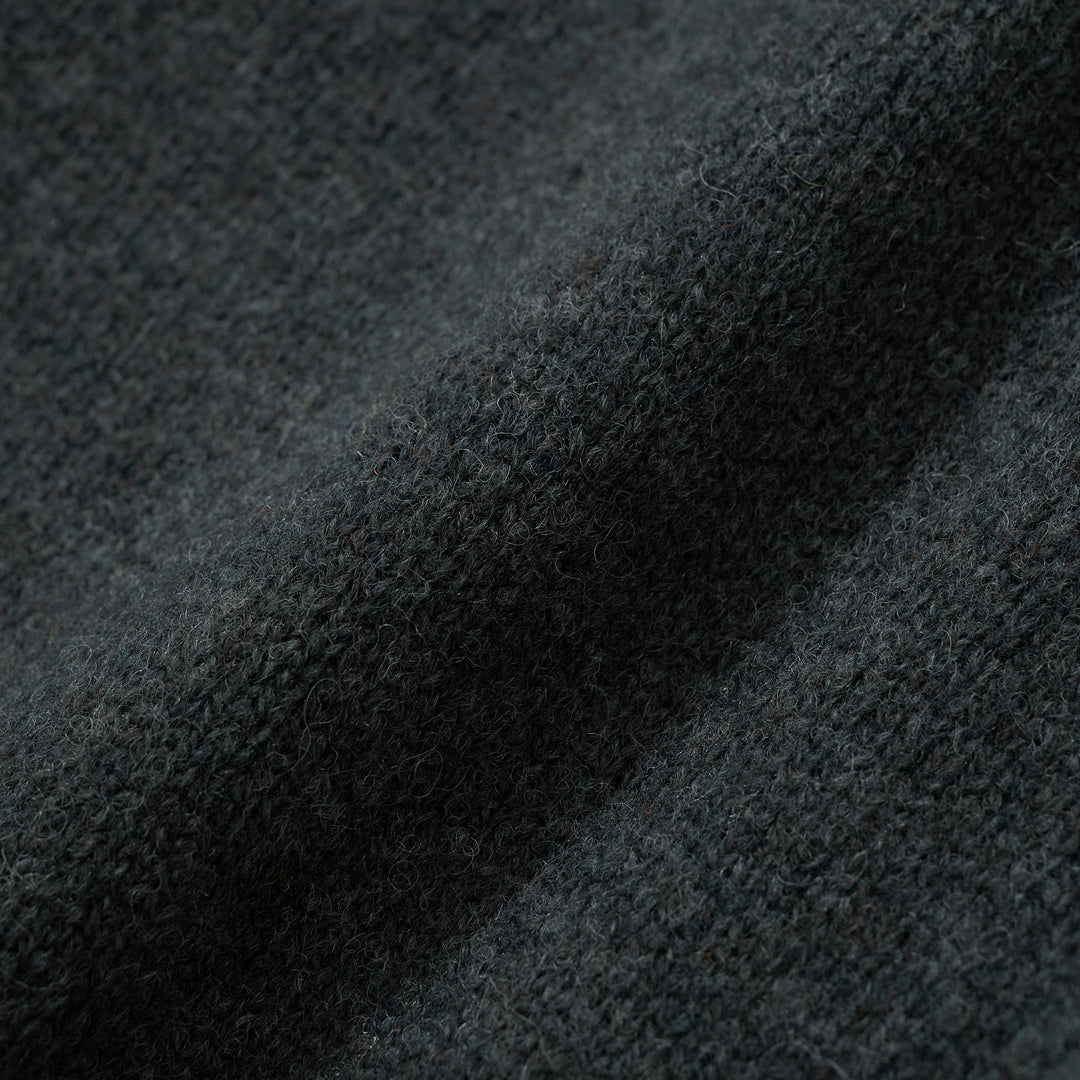 Shaggy Dog Wool Reverse Seam Cardigan - Charcoal