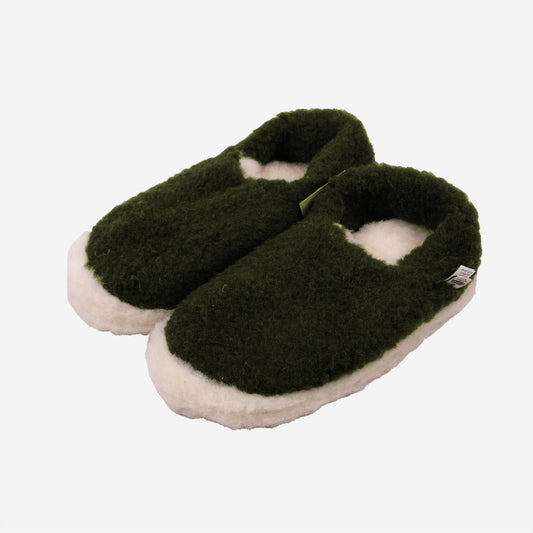 Siberian Wool Slippers - Dark Green