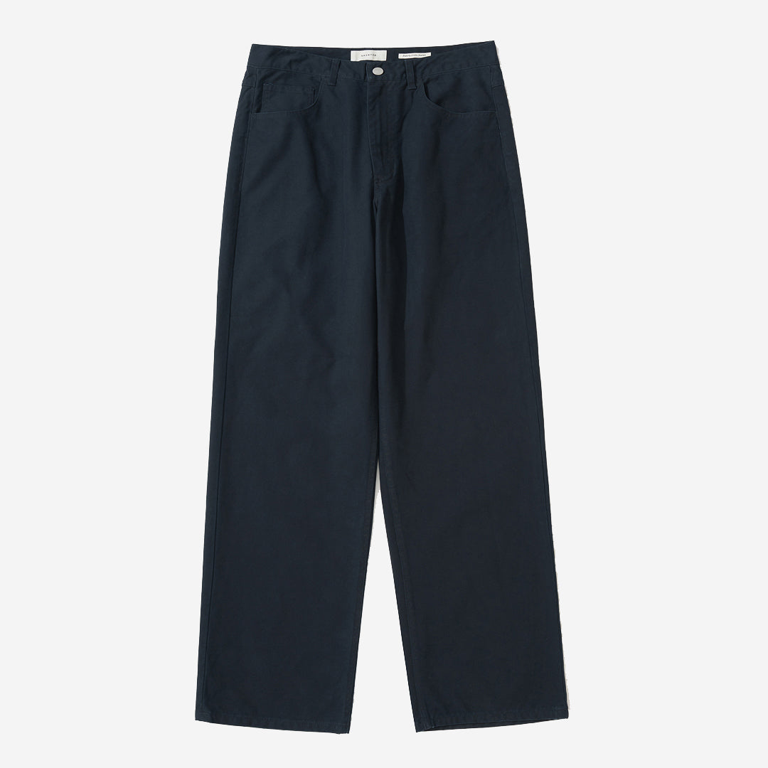 Straight Cotton Duck Denim Pants - Navy