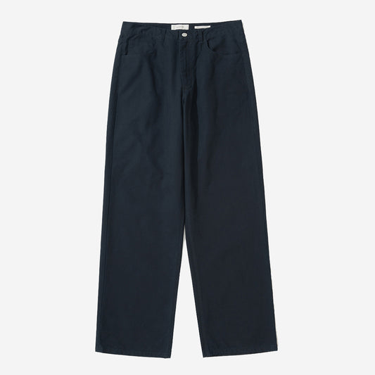Straight Cotton Duck Denim Pants - Navy