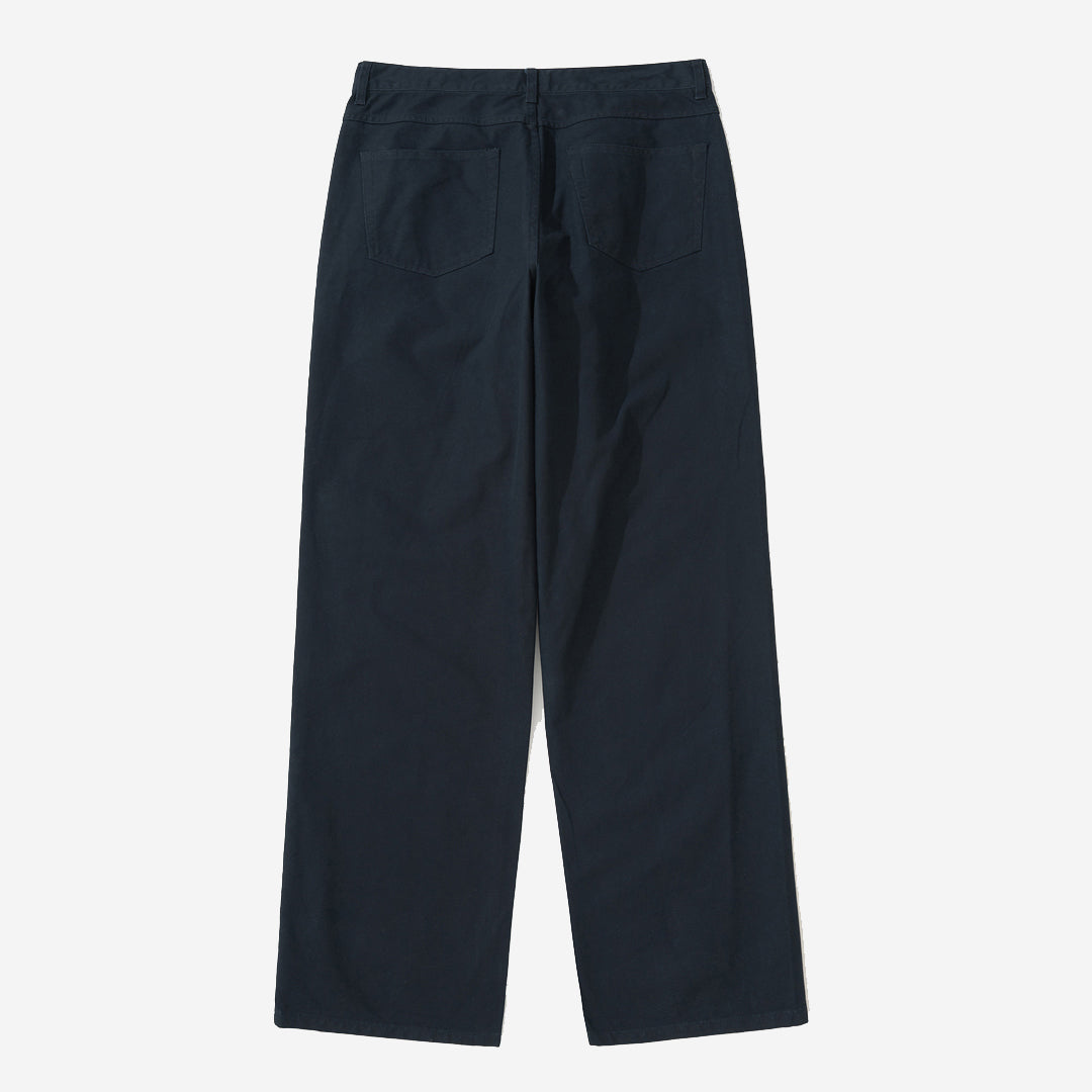Straight Cotton Duck Denim Pants - Navy