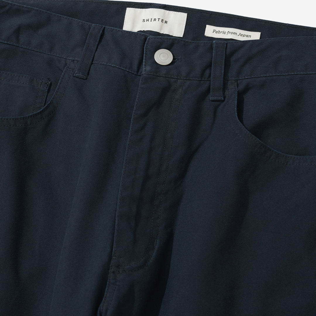 Straight Cotton Duck Denim Pants - Navy