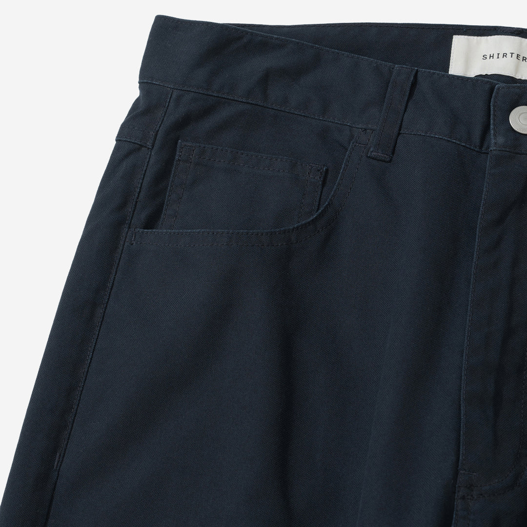 Straight Cotton Duck Denim Pants - Navy