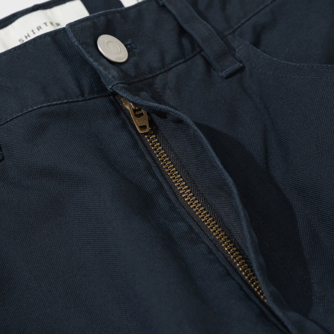 Straight Cotton Duck Denim Pants - Navy