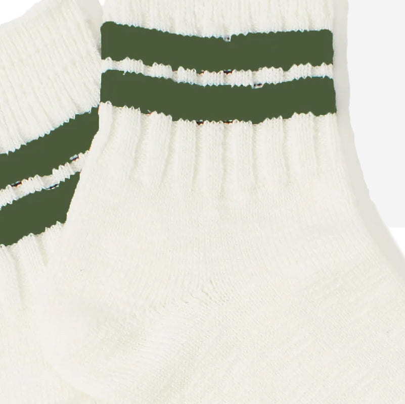 Slub Line Quarter Socks - Moss