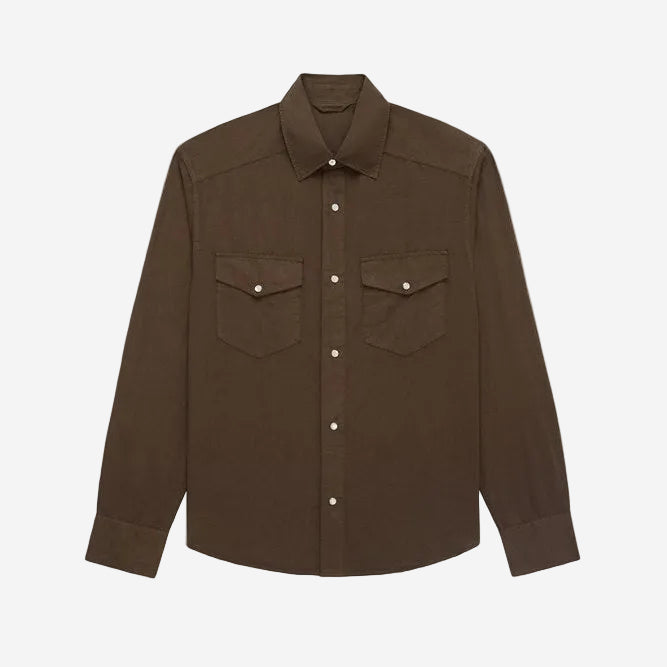 Snap Western Shirt - Mocha Garment Dye