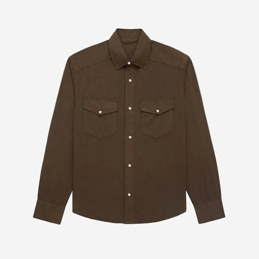 Snap Western Shirt - Mocha Garment Dye
