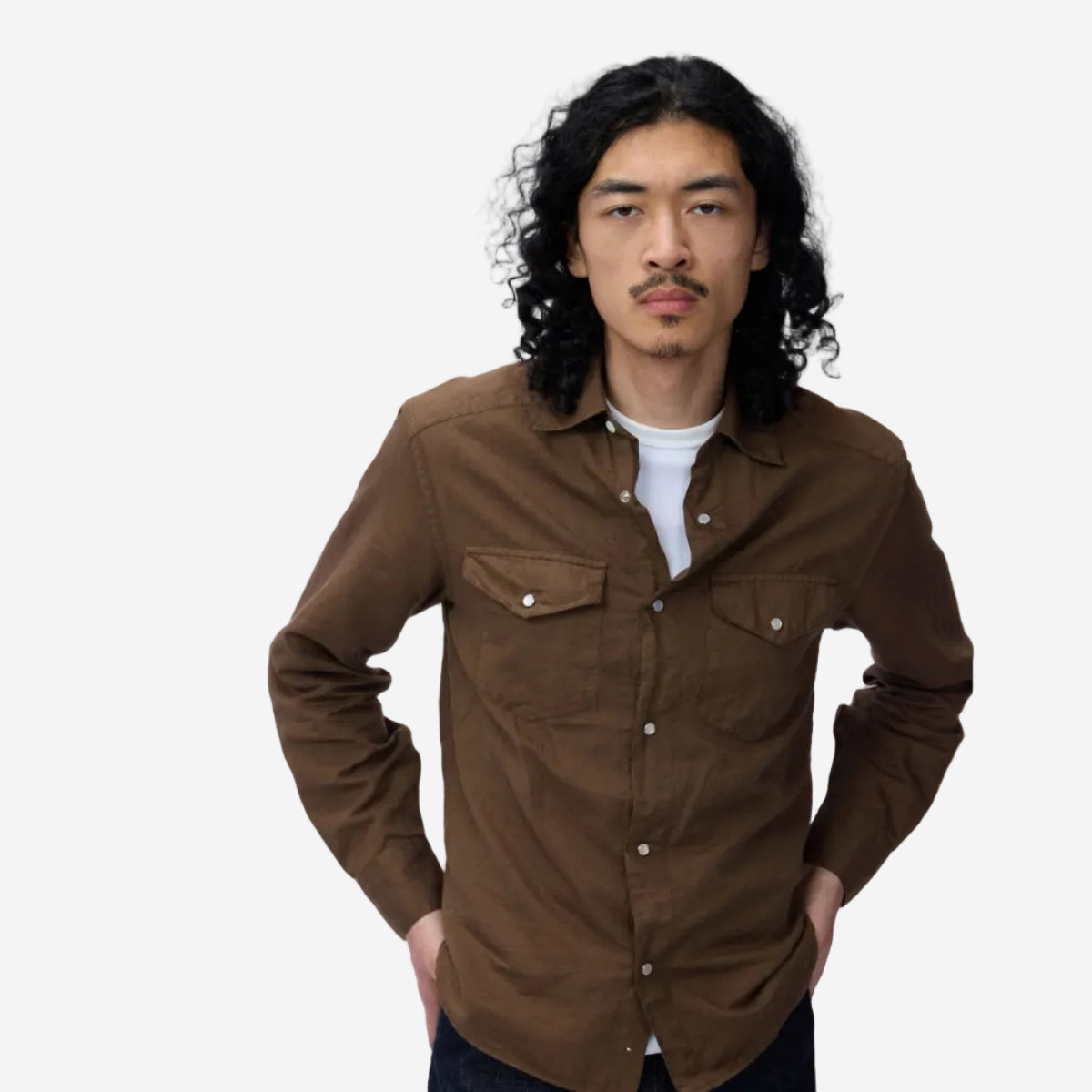 Snap Western Shirt - Mocha Garment Dye