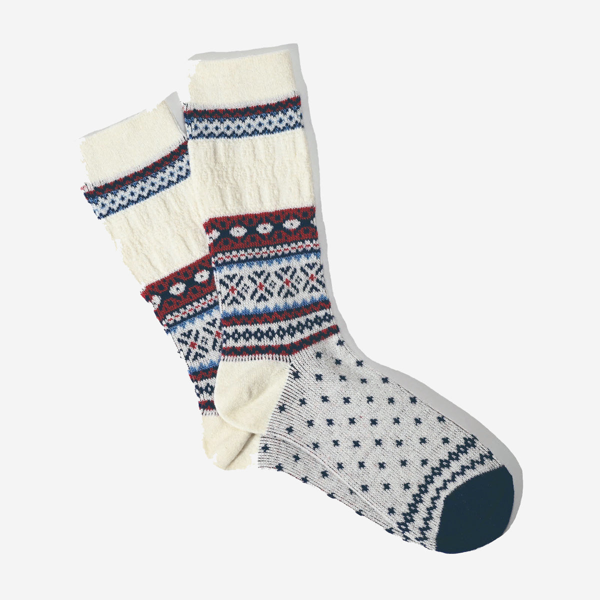 Snow Links Jacquard Crew Socks - Off White