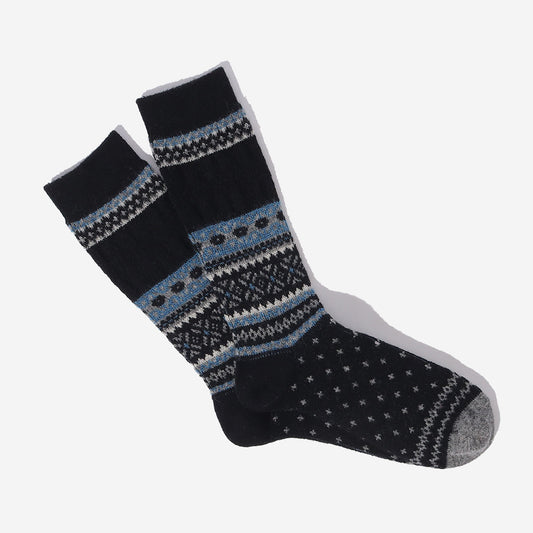 Snow Links Jacquard Crew Socks - Black