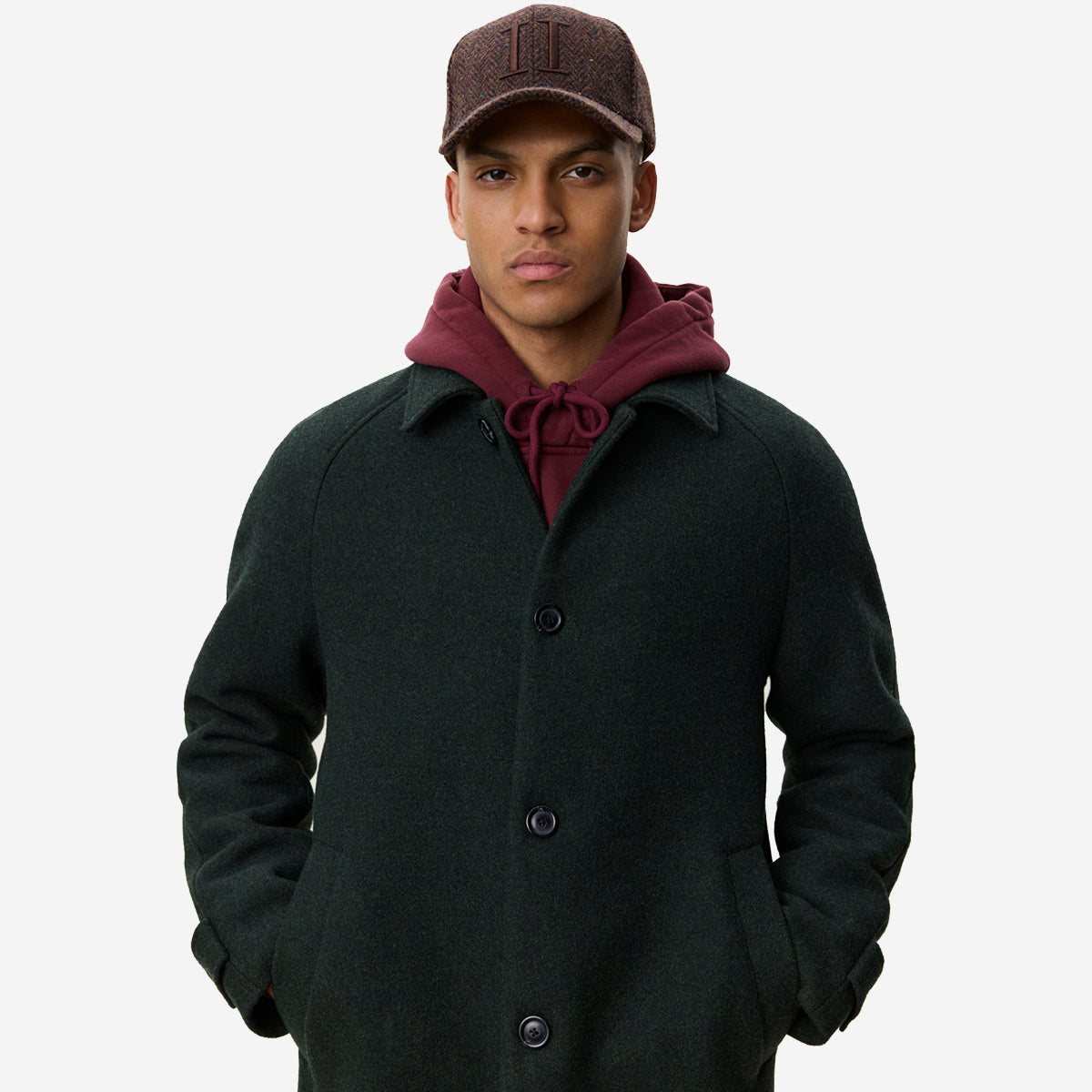 Solid Wool Coat - Rosin Green