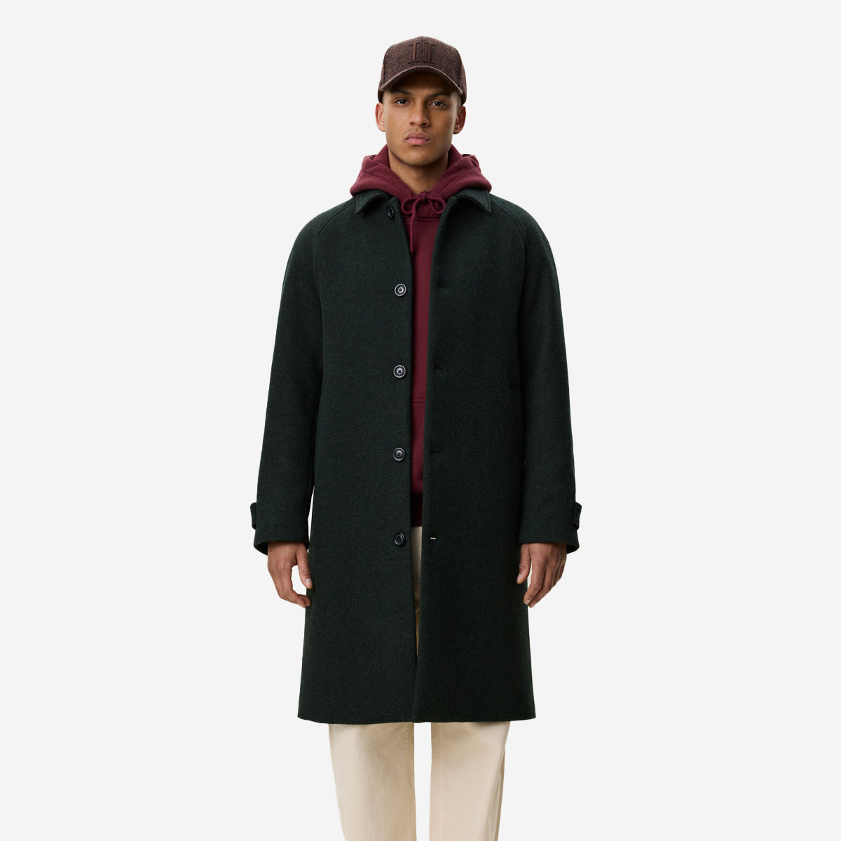 Solid Wool Coat - Rosin Green