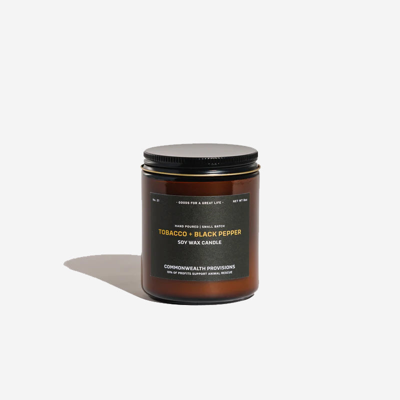 Soy Candle - Tobacco + Black Pepper